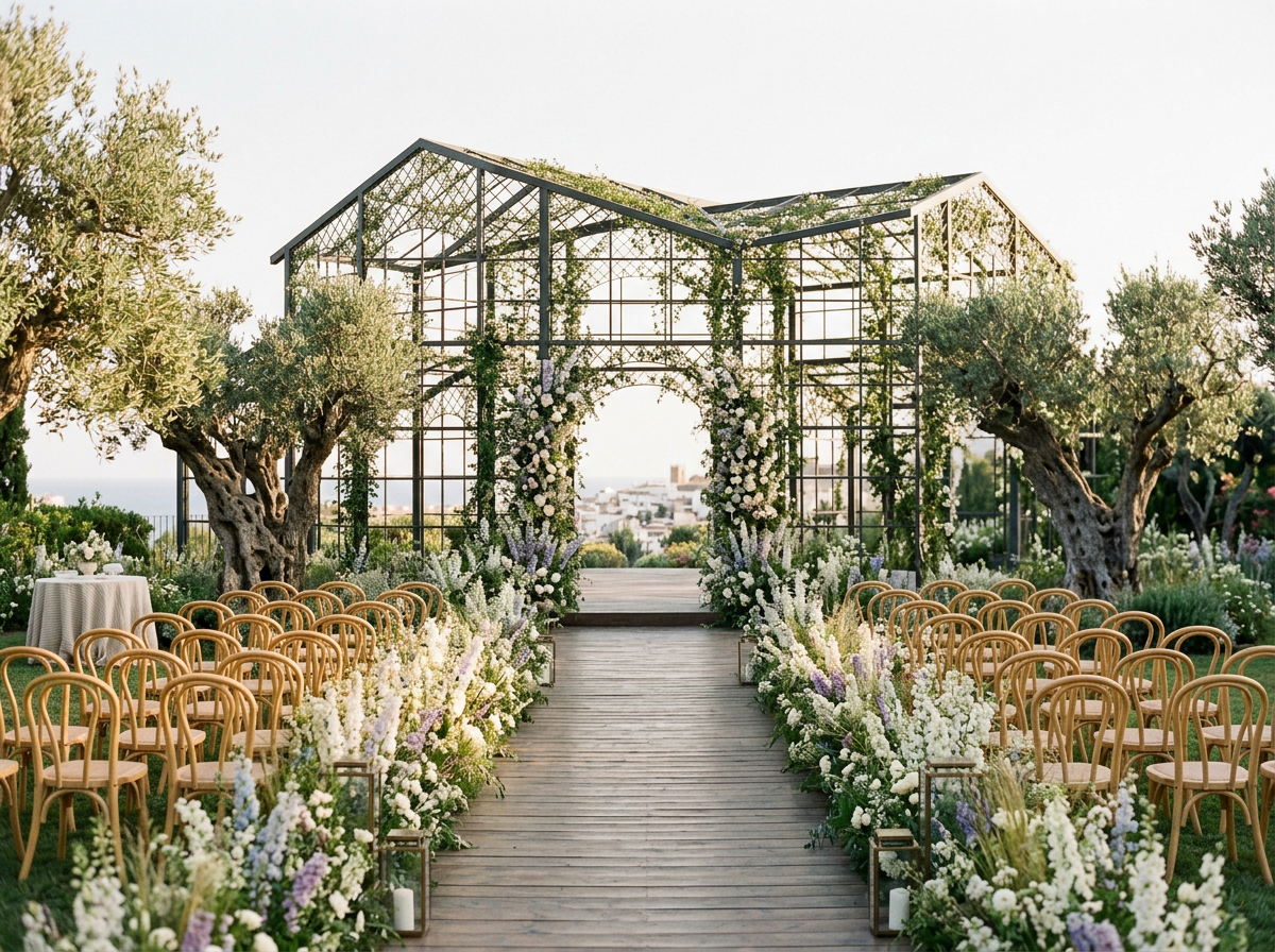 Garden ceremony aisle at Ironwood Gardens